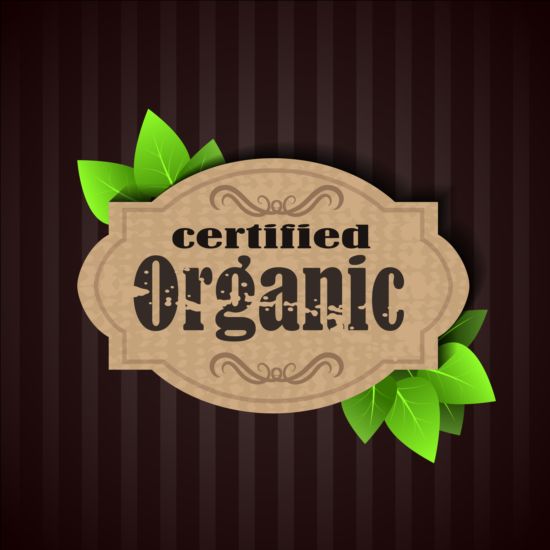Étiquette certifiée biologique et feuilles vertes vecteur 04 vert feuilles étiquette Certifié bio   
