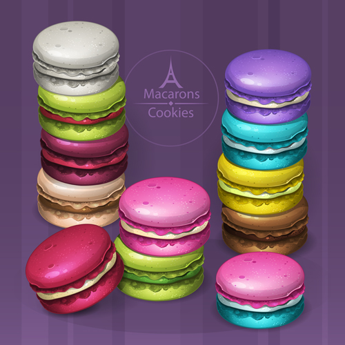 Macarons colorés cookies vecteur 04 macarons coloré biscuits   