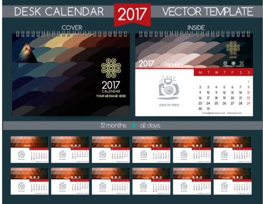 Société 2017 bureau calendrier Design vecteur modèle 11 Entreprise calendrier bureau 2017   