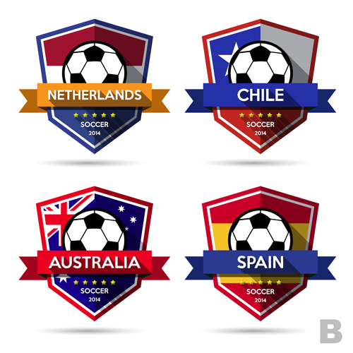 Creative soccer Vector labels Set 06 Soccer étiquettes Créatif   