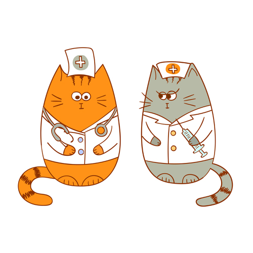 Niedliche Ärzte Katzen Vektor Katzen Ärzte   