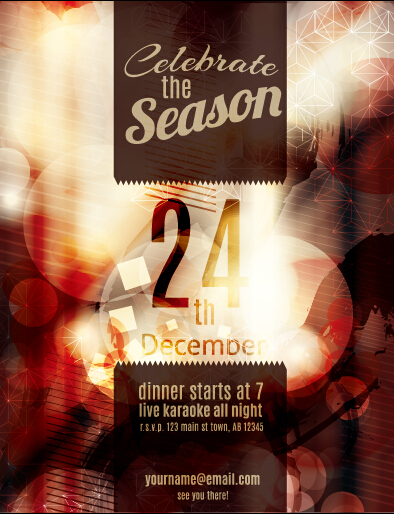 24. Dezember Weihnachts-Party-Flyer Deckel Vektor 04 Weihnachten party flyer Dezember cover 24. Dezember   