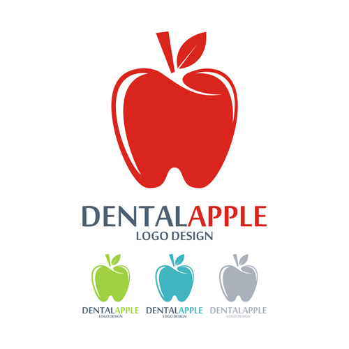 Zahnarztes Apfellogos Design-Vektor logos design Dental apple   