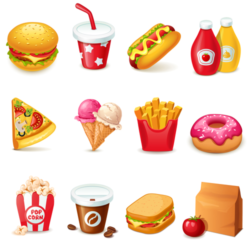 Fast-Food-Icons setzen Vektorgrafik 03 Vektorgrafik icons food fast food   