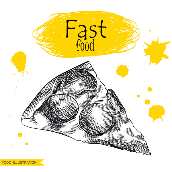 ファストフードイラスト手描きベクトル01 高速 食品 描画 手   
