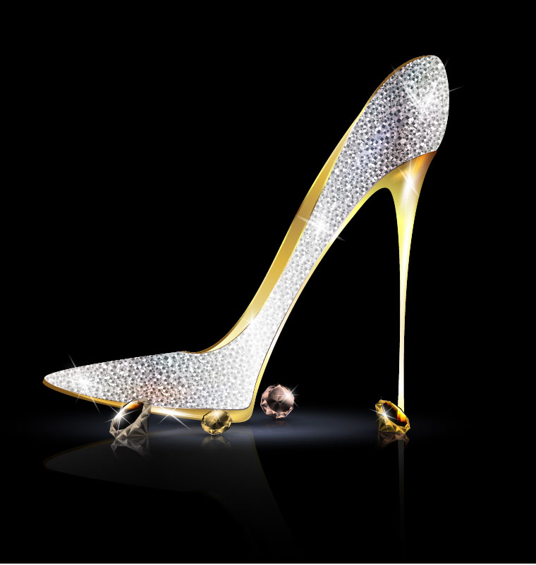 Chaussures femelles avec des vecteurs de bague en diamant 05 femelle Diamant chaussures bague   