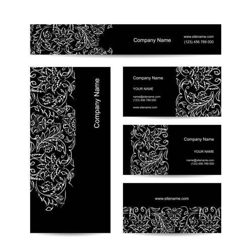 Kit de cartes de visite style floral vecteur 04 floral cartes de visite carte de visite business   