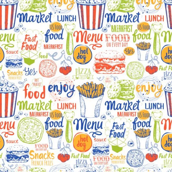 Menu alimentaire seamless pattern Vector 02 sans soudure nourriture modèle menu   