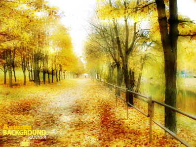 Paysage d’automne doré vecteur fond art 05 paysage fond Doré automne   
