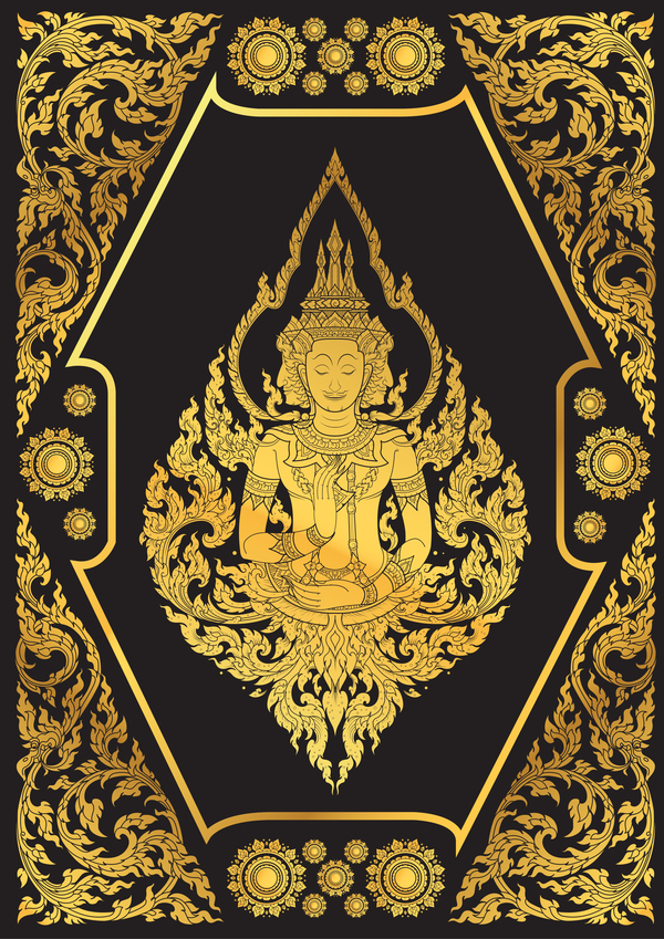 Vecteur de motif de Bouddha d’or or motif Bouddha   