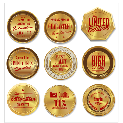 Or luxe badge vector set 04 or luxe badge   