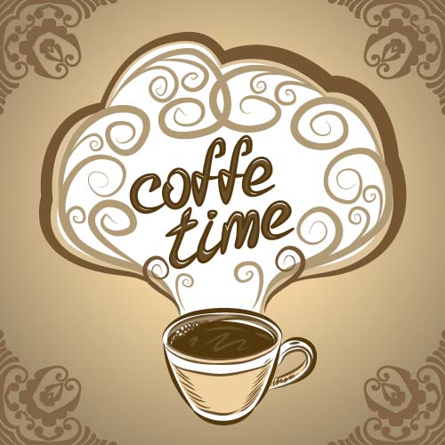 Handgezeichnetes Kaffee-Zeit-Thema Hintergrund Vektor 03 Thema kaffee Hintergrund hand gezogene   