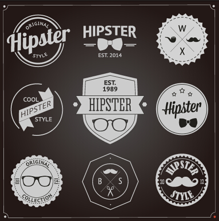 Hipster style badges et étiquettes vectorielles graphiques 01 hipster étiquettes étiquette badges badge   