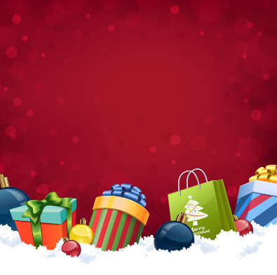 Roter Hintergrund mit Weihnachtsgeschenk-Vektor Weihnachten roter Hintergrund Hintergrund Geschenk   