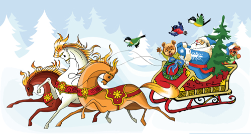 Le père Noël et les chevaux 2016 vecteur santa Claus chevaux 2016   