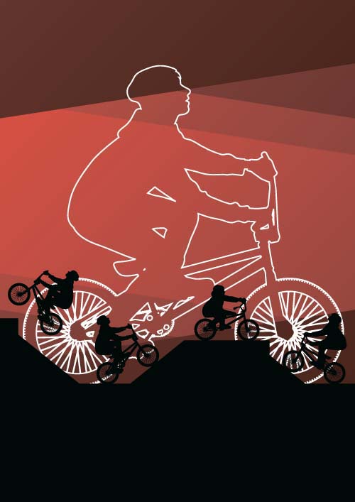 Ensemble de silhouettes vectorielles Extreme Bikers 04 silhouettes motards   