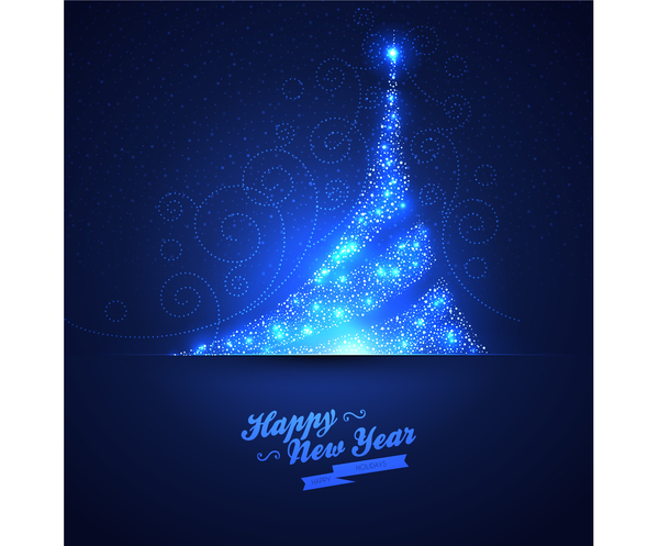 Arbre de Noël bleu brillant avec le vecteur de fond bleu 02 Noël brillant Bleu arbre   
