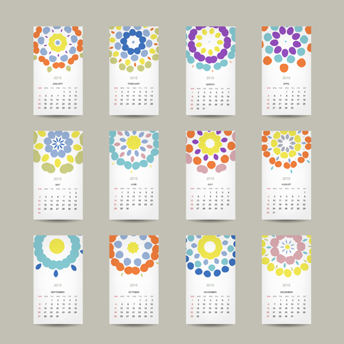 Simple 2015 calendrier cartes vectorielles graphiques 01 simple cartes calendrier 2015   