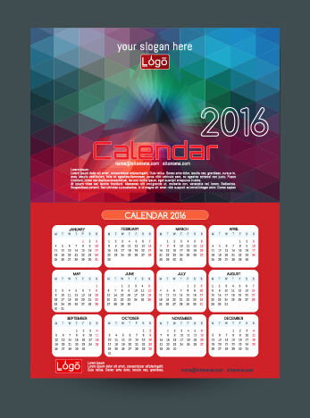 Fond de technologie avec le vecteur de calendrier 2016 01 technologie calendrier arrière plan 2016   