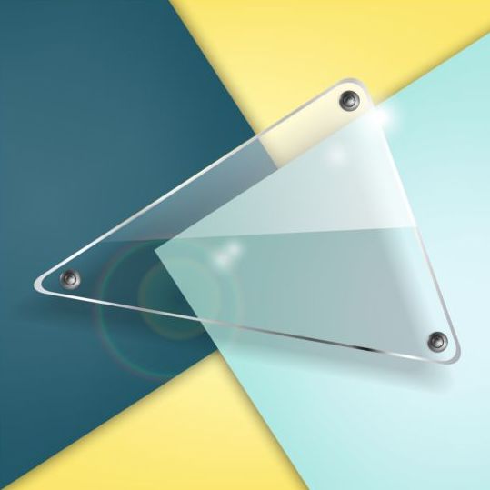 色付きの背景ベクトルを持つ三角形のガラスのバナー 色付き 背景 三角形 バナー ガラス   
