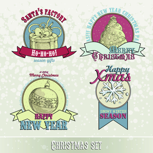 Jahrgang 2015 Weihnachtslabels 01 Vektorset Weihnachten vintage label 2015   