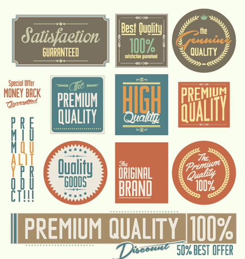 Vintage Premium-Aufkleber und Etiketten mit Bannervektor 02 vintage sticker Qualität premium label banner Aufkleber   