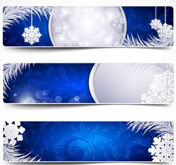Bannière bleue de Noël avec le vecteur de snowfloake Noël neige Bannière   