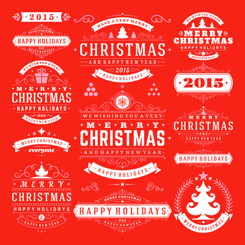 2015 Weihnachten 2015 mit fröhlichen Urlaubsetiketten Vektor 05 Weihnachten Urlaub happy Etiketten 2015   
