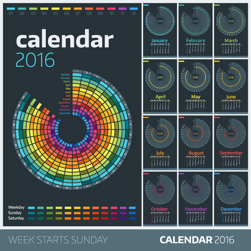 2016新年の机のカレンダーベクトル材料27 机 新しい 年 カレンダー 2016   