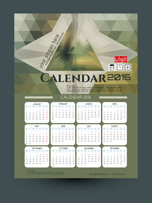2016 modèle de calendrier de la technologie vecteur 07 technologie modèle calendrier 2016   