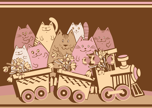 Amusant dessin animé chats vector design 03 voiture dessin animé chats chat Amusant   