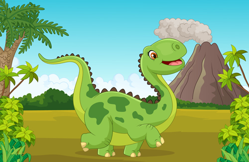 Dinosaures de dessin animé avec le vecteur de paysage naturel 10 paysage naturel dinosaures dessin animé   
