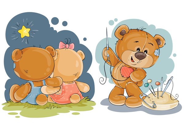 Cartoon ours en peluche tête dessin vecteur 03 tête ours nounours dessin animé   