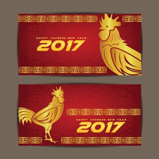 中国の旧正月2017ルースターベクターカード01 新しい 年 中国人 カード オンドリ 2017   