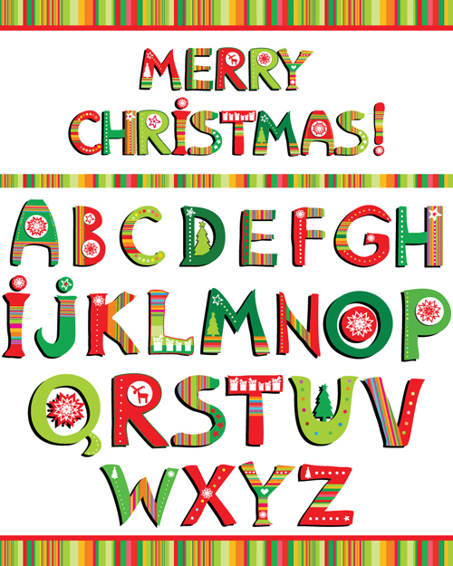 Noël alphabet lettres Design vecteur ensemble 02 Noël lettres design alphabet   