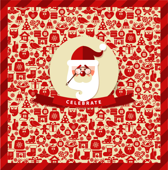 Weihnachtliche Elemente Muster mit santa Hintergrund 01 Weihnachtsmann Weihnachten Muster Hintergrund element   