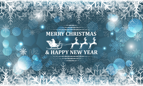 Weihnachten mit Neujahr Rentiere und Schneeflocken-Vektorhintergrund 03 Weihnachten Schneeflocke Rentiere Neu Jahr Hintergrund   