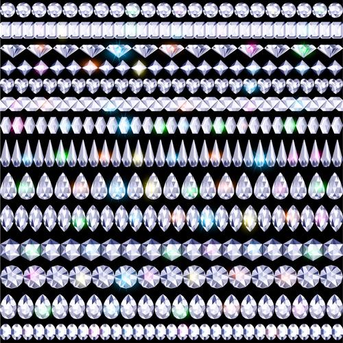 Diamants colorés frontières vecteur matériel 02 matériel diamants coloré bordures   