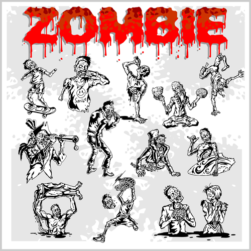 Creative Zombie Design vector set 07 zombie design Créatif   