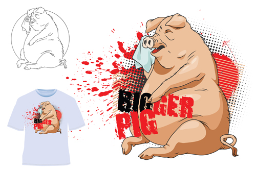Niedliches größeres Schwein für T t-shirt Schwein Niedlich größer denn   