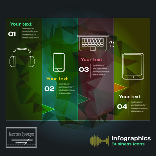 Dunkle Infografik mit Diagrammen Vektoren 07 Infografik diagramme dark   