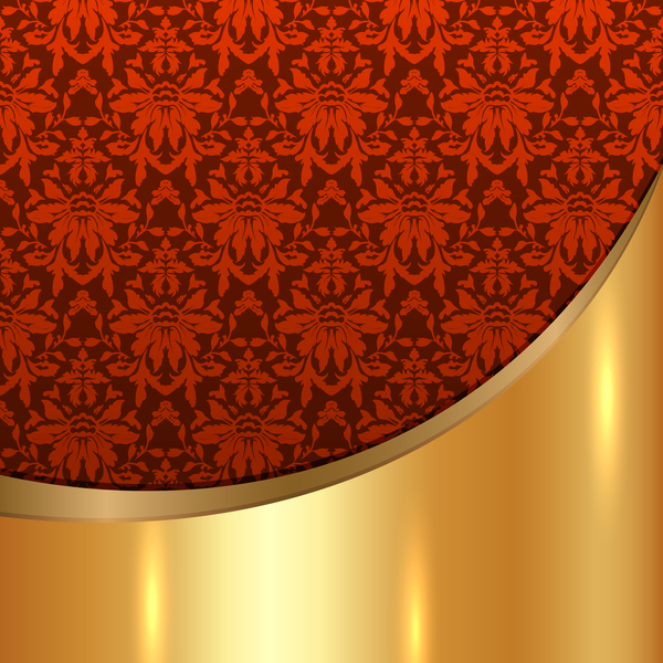 装飾パターンベクトルを持つ Golded 金属の背景材料23   