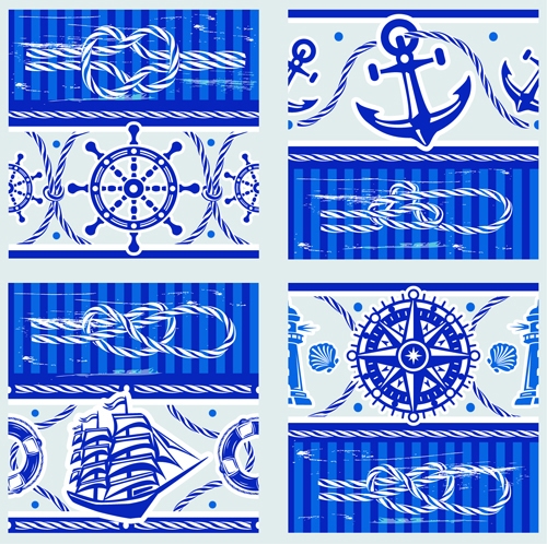 Éléments nautiques bleu sans soudure motif vecteur 03 sans soudure Nautique modèle elements   