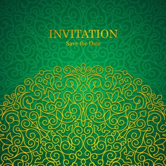 Orante vert mariage cartes d’invitation Design vecteur 01 vert Orante mariage invitation cartes   