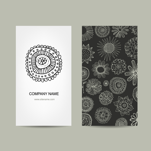 Ornement floral cartes de visite vecteur ensemble 01 ornement floral carte business   