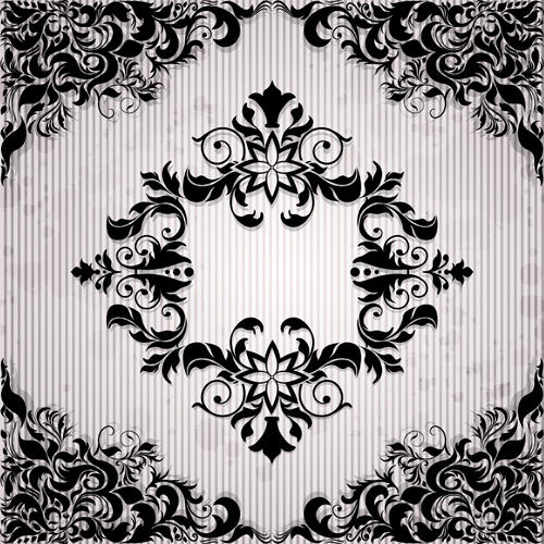 華やか黒花柄背景アート 華やかな 背景 フローラルパターン フローラル パターン デザイン   