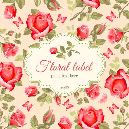 Retro-Blume mit Vintage-Hintergrundvektor 06 vintage Retro-Schrift Hintergrund Blume   