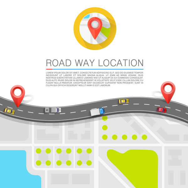 Emplacement de la voie routière coordonnée vecteur infographique 10 route infographique emplacement coordonnée chemin   