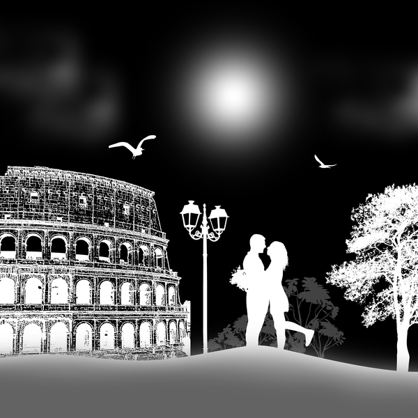 ローマの夕日ロマンチックなカップル旅行ベクトル10 日没 旅行 ロマンチックな ローマ カップル   