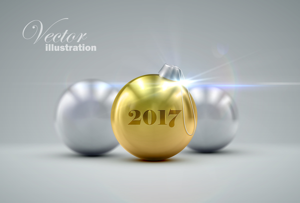 銀と金色のクリスマスボールベクトル01 ボール シルバー ゴールデン クリスマス   
